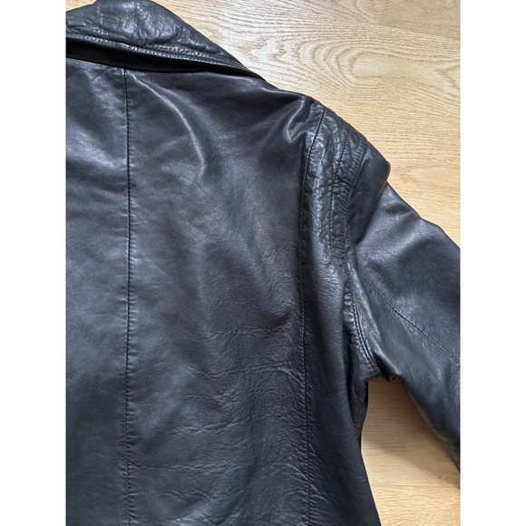 Madewell Womens Black Washed Leather Motorcycle Jacket Medium Edgy Moto Grunge - Picture 12 of 13